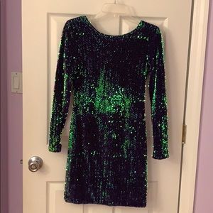 Motel Rocks // Green/Blue Iridescent Sequin Dress